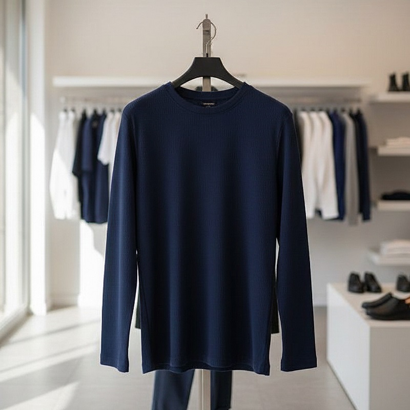 بلوز مردانه آستین بلند سرمه ای مدل Atra